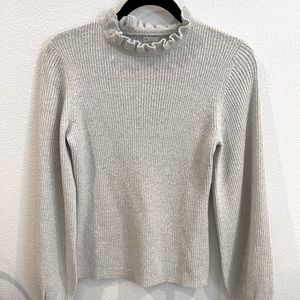 A New Day Light Grey Ruffle Neck Sweater - S